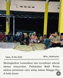 Kembali diaktifkan, pertemuan rutin warga Bedil Wetan di malem Minggu Pon