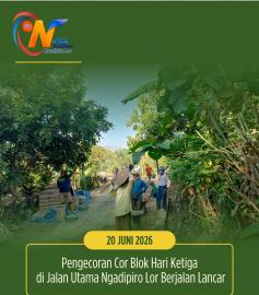 Pengecoran Cor Blok Hari Ketiga di Jalan Utama Ngadipiro Lor Berjalan Lancar